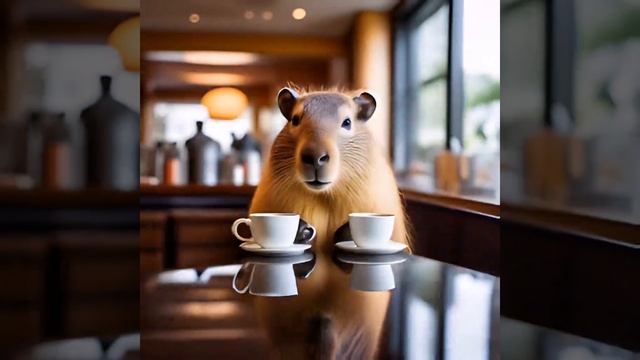 Капибары в кафе!