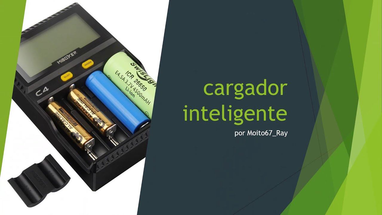 Cargador inteligente de baterías y pilas ES Universal con 4 ranuras y pantalla LCD, Miboxer C4