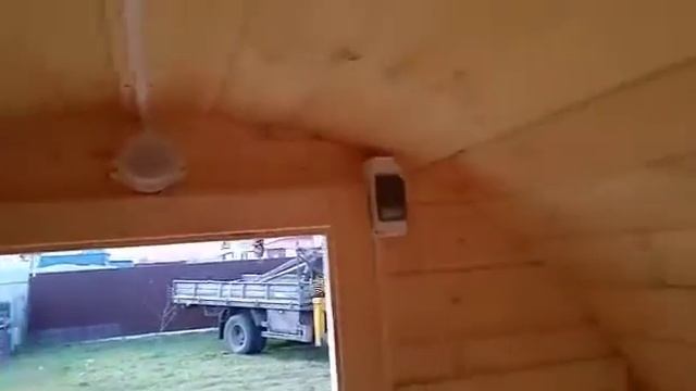 Баня бочка 5м с козырьком