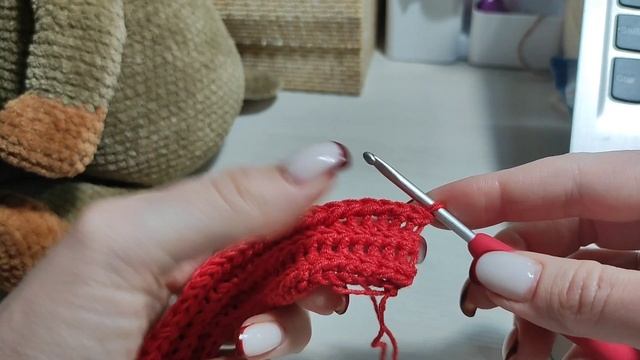 Шарфик узором резинка крючком