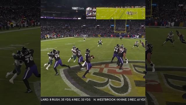 Mark Andrews catches for a 23-yard Gain vs. Philadelphia Eagles