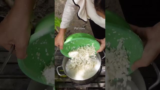 Corn sweet porridge with sago and coconut milk - Village food