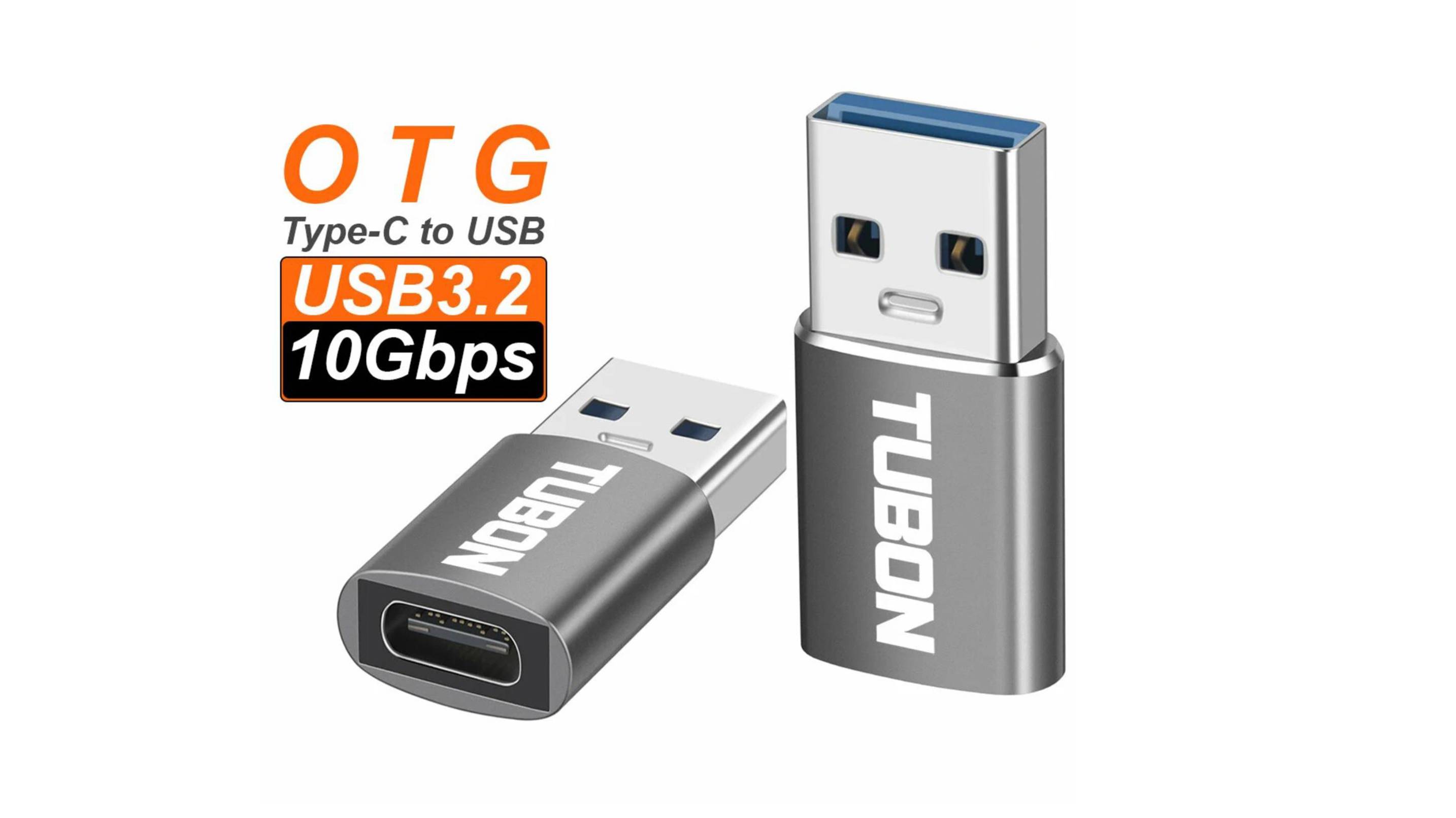 Переходник адаптер OTG TUBON USB3.2 USB - Type-C 10Gbps 60W AUS02 Серый