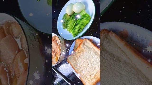 Breakfast: double boiled eggs, avocado, cucumber, toast + sugar water with apple, pear, and dates