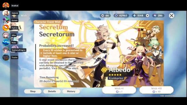 MASSIVE Whale $1000 DEEP! C6 ALBEDO Summons on Genshin Impact!