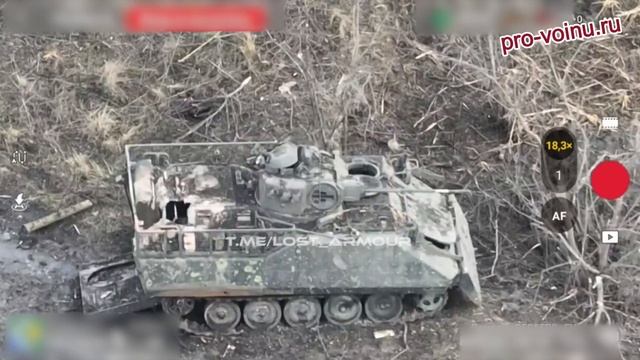 Уничтоженный бельгийский бронетранспортер AIFV-B-C25 ВСУ на переправе через р. Снагость в районе н.п