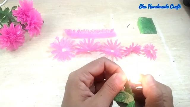 DIY// Tutorial Bunga Krisan dari Plastik Kresek/ Krisan Pink dari Kresek