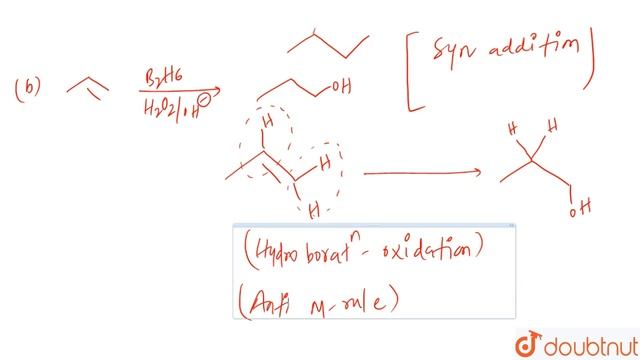Propene, `CH_(3)-CH = CH_(2)`, can be converted to `1`-propanol by oxidation.