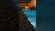 Relax by the luxurious pool of a modern mansion at night and fall asleep in quiet 4K