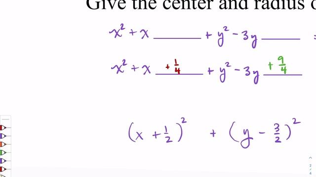 Circles And Complete The Square, Part 2 (111.10.0c - Aka 111.2.2c)