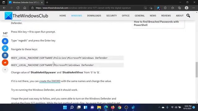 Windows Defender Error 577, Cannot verify the digital signature
