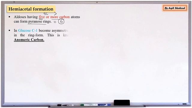 Structural aspects Contd | Pyran & Furan rings, α & β-Anomers | Basics Part 7 | Aqib Shahzad