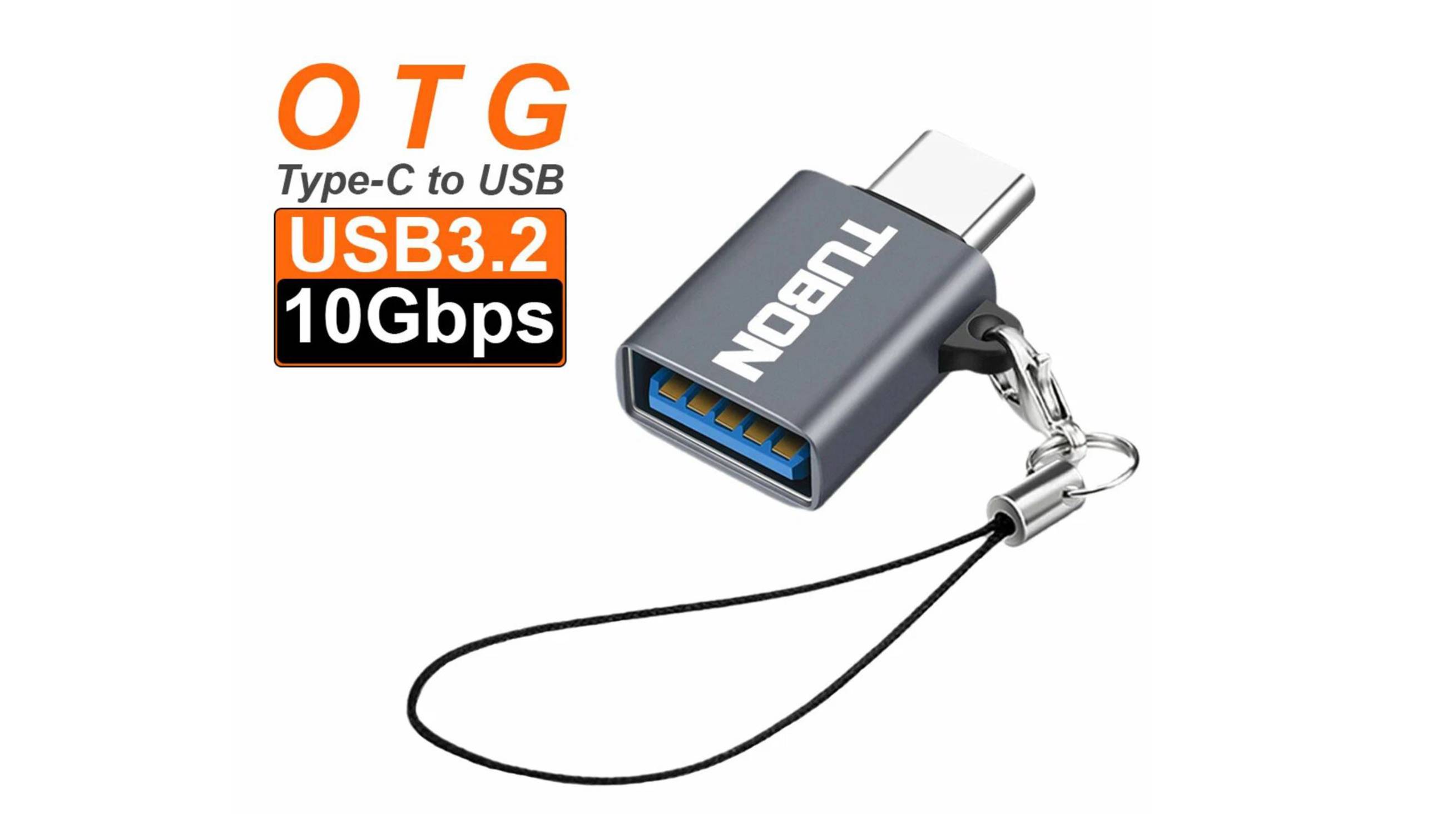 Переходник адаптер OTG TUBON USB3.2 Type-C - USB 10Gbps 60W AUS01 Серый