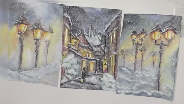 Рисуем снежный скетч. Зимний скетч. Зимняя сказка. Новогодняя иллюстрация. Новогодняя открытка 🎄