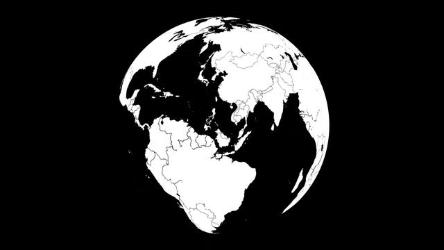 White planet Earth on a black background. Rotation. 4K. 3d animation. 2.