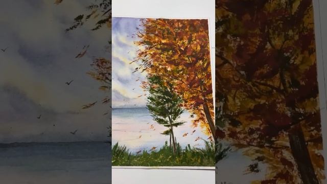 Золотая осень #art #акварель #акварельнаяживопись  #золотаяосень #осеннийпейзаж