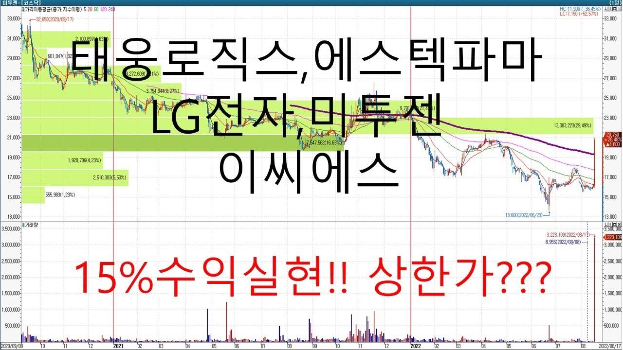 [주꽁이] 태웅로직스 에스텍파마,이씨에스,LG전자,미투젠