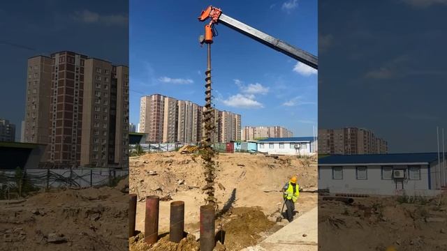 Устройство шпунтовой стенки из 325-й трубы длиной до 18 метров. Услуги бурения +7 (985) 185-77-77