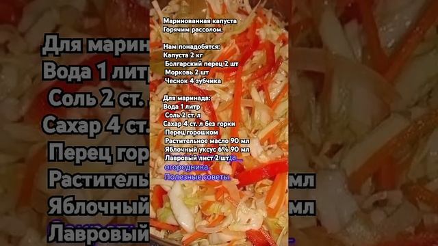 Маринованная капуста  Горячим рассолом.