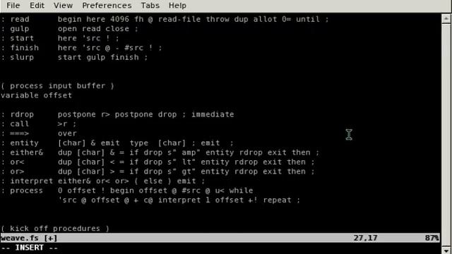 Over the Shoulder 1 - Text Preprocessing in Forth (360p)