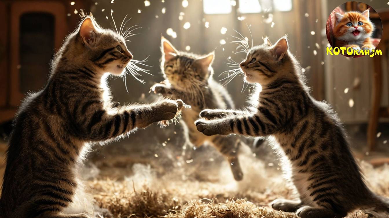 Драка котов со звуком! Клочки по закоулочкам)