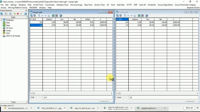 Oasis montaj - Merging two databases with the same stations but different data (Объединение двух баз
