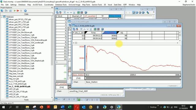 Oasis montaj - Database profile plots (База данных профилей графиков)