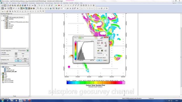 Oasis montaj - Geodata analysis with Euler deconvolution (Анализ геоданных с помощью деконволюции Эй