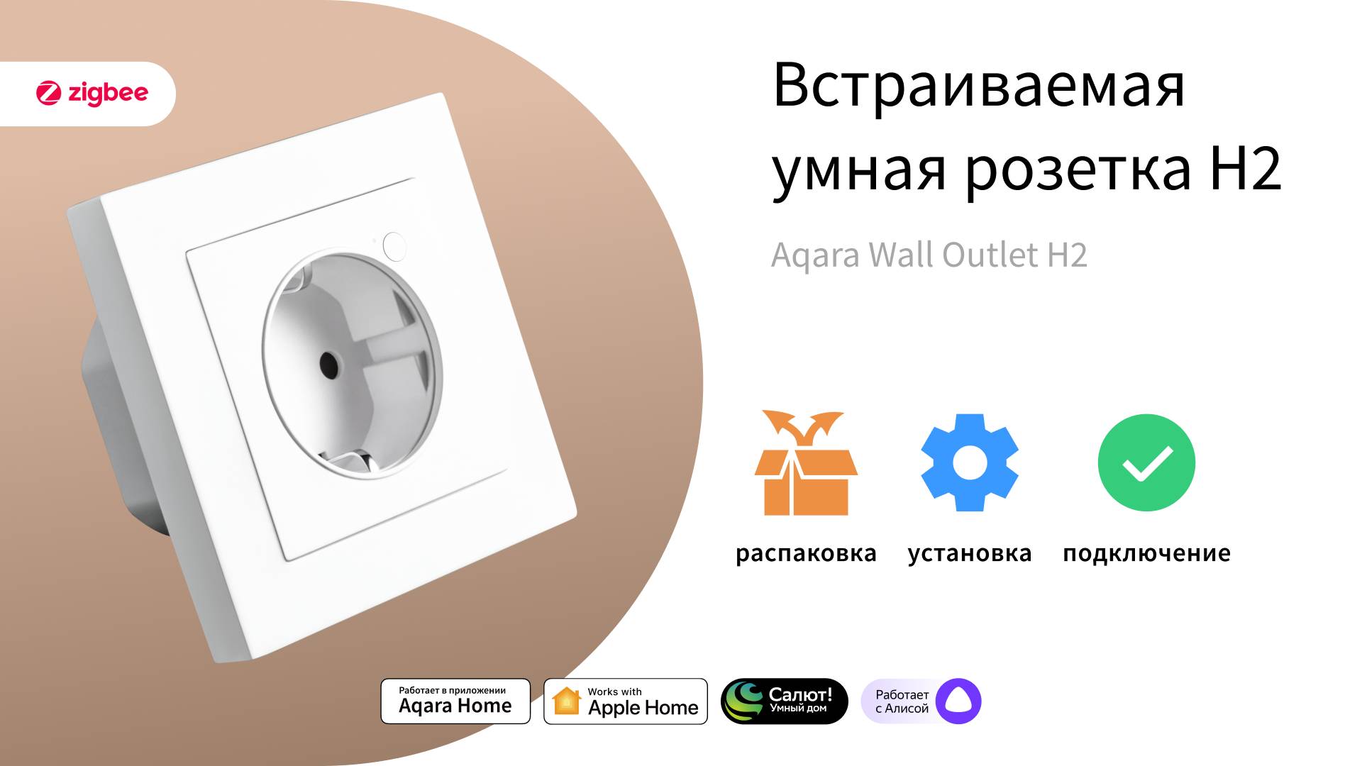 Умная встраиваемая Zigbee розетка H2 | Умный дом Aqara