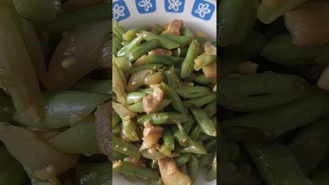 long bean with fried pork😋😋😋 #food #cooking