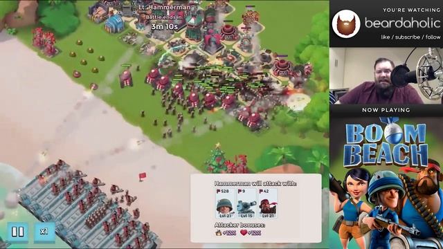 Boom Beach Lt. Hammerman Iceless Defensive Gameplay for Stages 1-7 on Mar 5, 2018