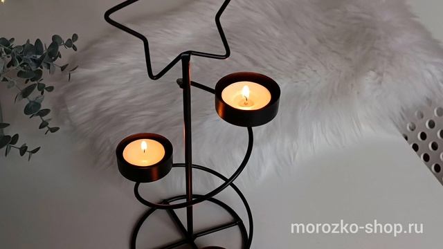 Новогодний подсвечник ЁЛОЧКА ЭСПЕРАЛЕ, под 3 свечи, металл, чёрный, 30 см, 380213