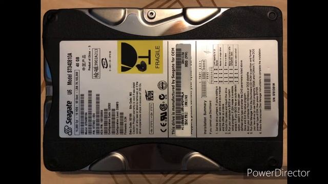 2002 Seagate U6 ST340810A Hard Drive Spin Up and Spin Down