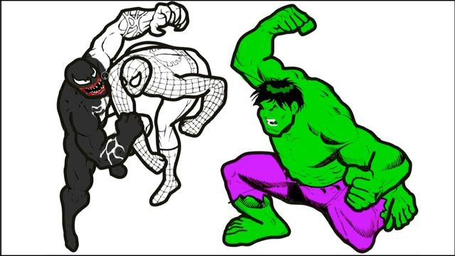 Spider man Vs Venom and Hulk coloring pages || how to color avengers