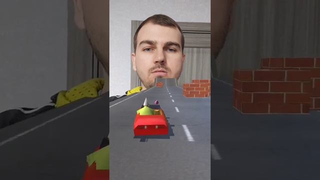 Гномик едет на машине