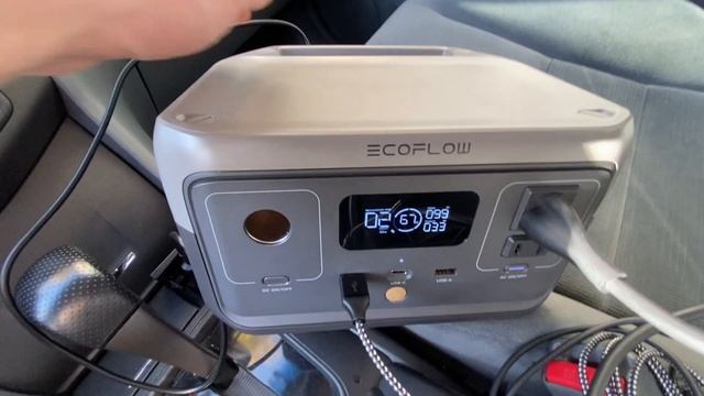 CAR Charging the ECOFLOW RIVER 2 while it is POWERING laptop!