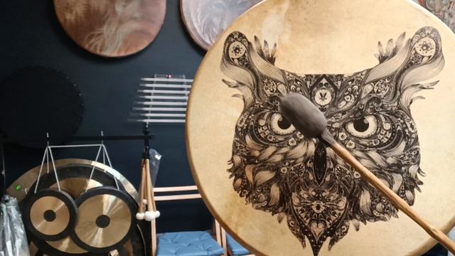 Бубен Shamanic Индонезия 50х50 с рисунком /shamanic.moscow
