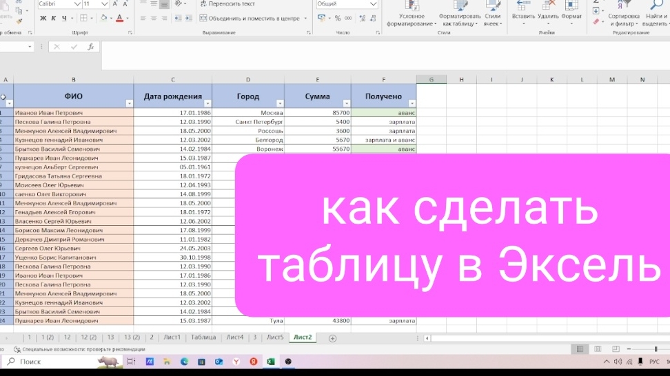 Как сделать таблицу в Эксель простыми словами. Excel для начинающих