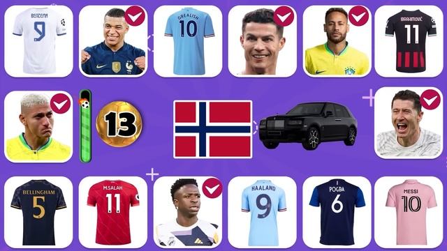 (Full 129) Guess SUPERCAR,  jersey number,club and country of Football Player,Ronaldo,Messi, Neymar