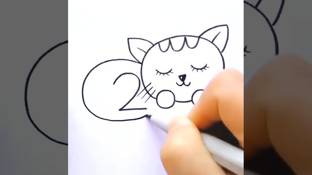 Рисуем спящего кота. Подпишись !