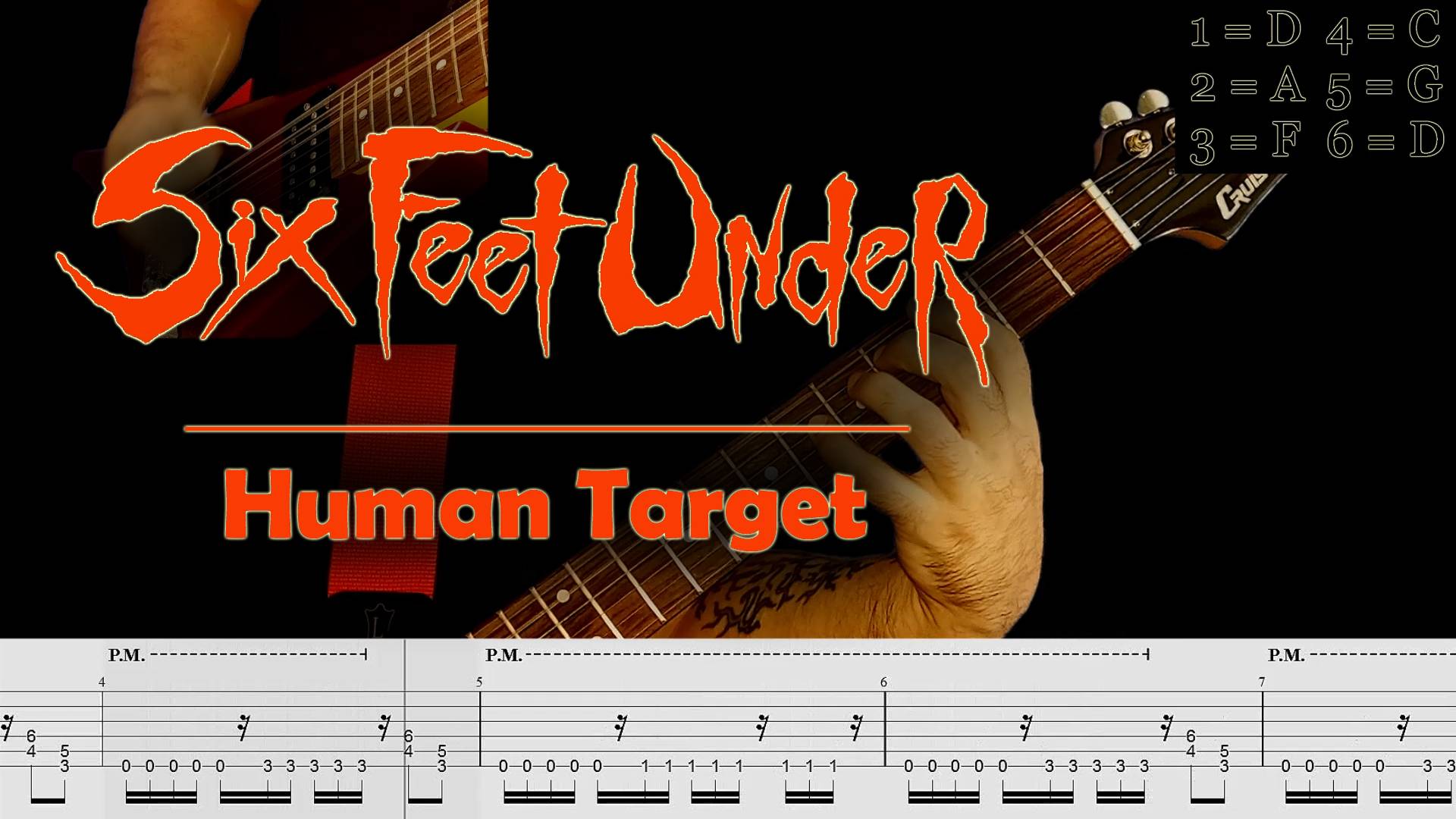 Six Feet Under - Human Target (guitar cover playthrough tabs)