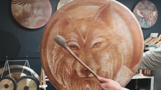 Бубен Shamanic Индонезия 70х70 с рисунком /shamanic.moscow