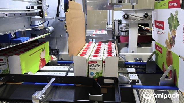 Упаковка тетрапаков с соком 8х3 в короб wraparound на Smipack мод. WPS-150R
