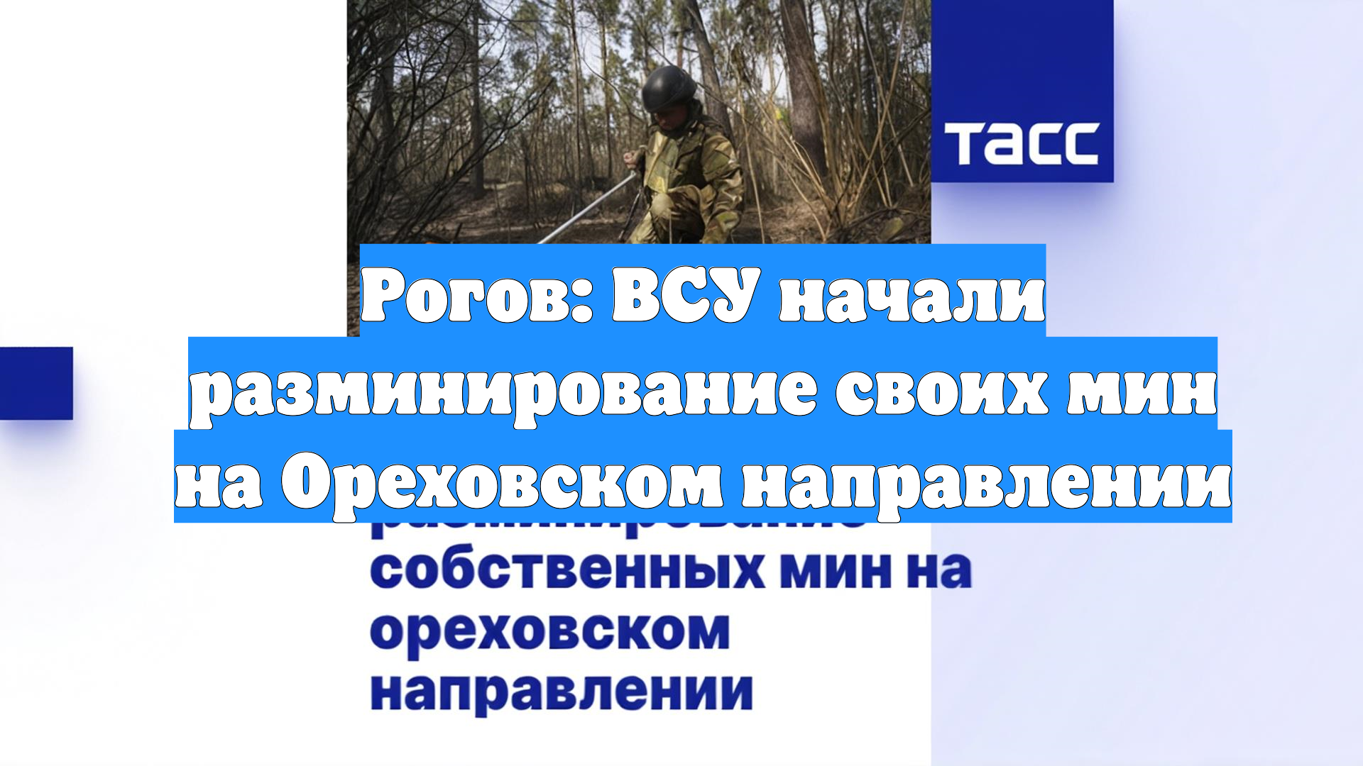 Рогов: ВСУ начали разминирование своих мин на Ореховском направлении