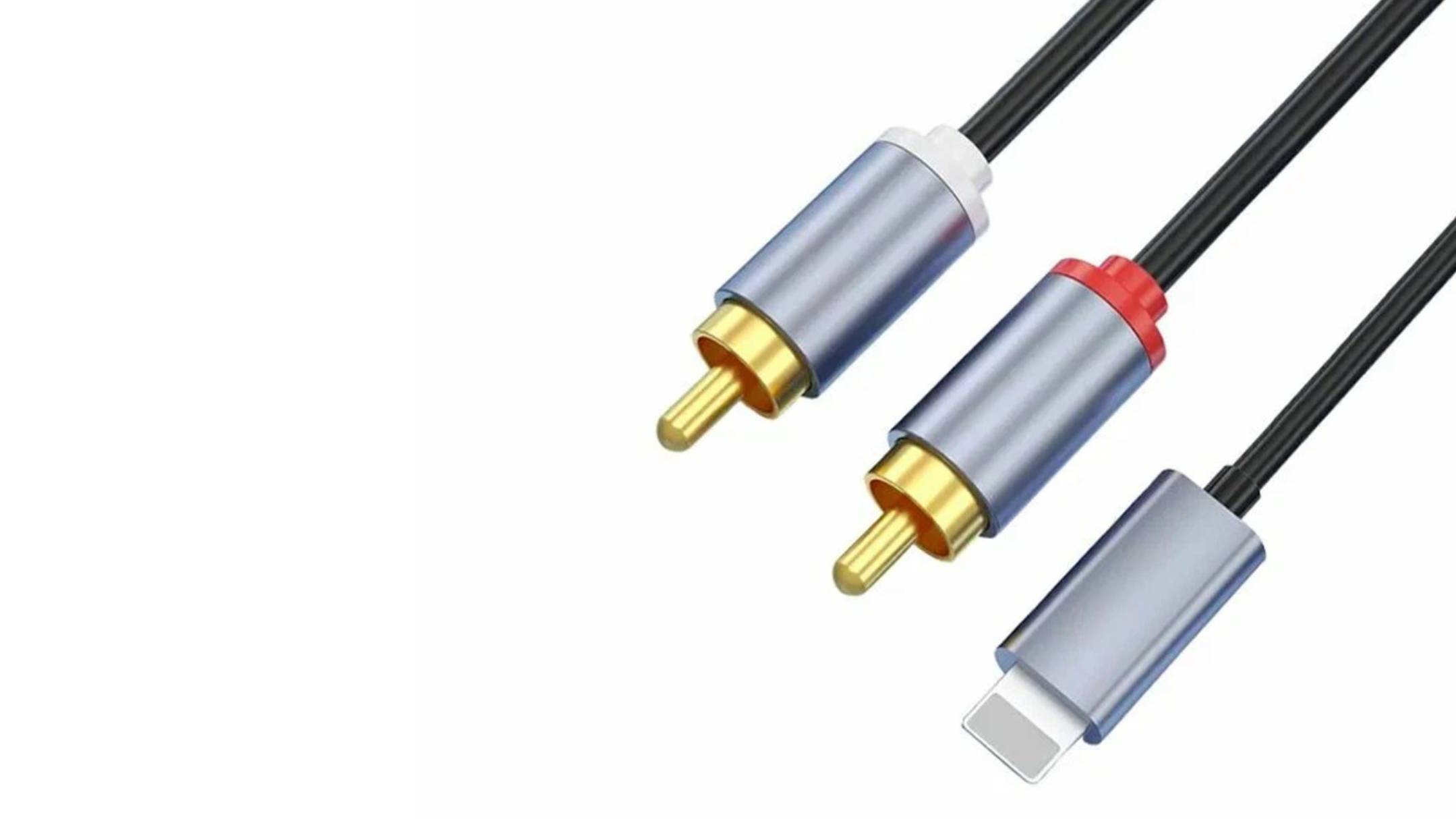 Кабель TUBON Аудио Lightning 8pin (M) - 2 x RCA (M) L2R01 1м