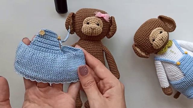 Crochet amigurumi mini monkey / toy twins boy and girl