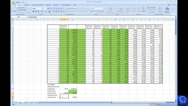 Excel   определяем дисперсию и среднеквадратическое отклонение. Шаг 4