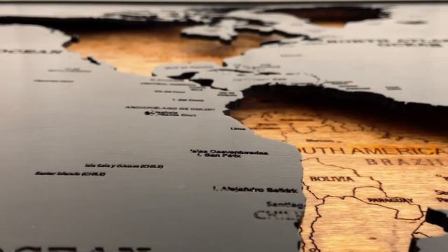 3D Wooden world map LED. Wall Decor with backlight