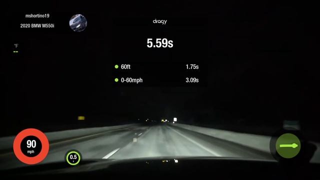 2020 BMW M550i - BM3 Stage 1 E30 - 10.75 @ 131 1/4 Mile Run - Dragy