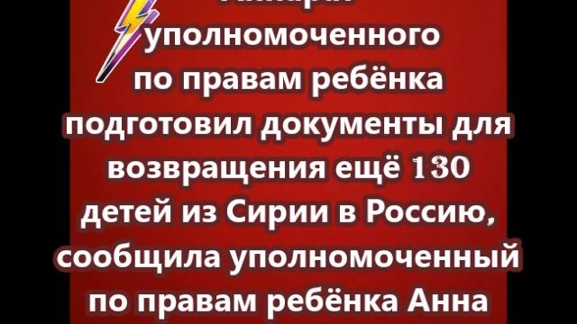 Аппарат детского омбудсмена подготовил документы еще на 130 детей для возвращения из Сирии в Россию